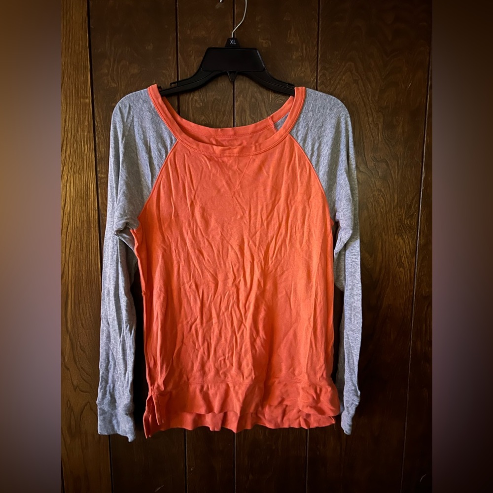 Long sleeve coral and gray shirt